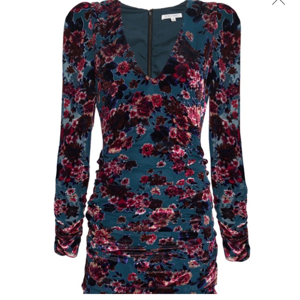 Ronny Kobo Floral Velvet Mini Dress